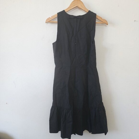 NWT J Crew Black Dress 2 Style H2438 Solid Black Bow Dropwaist Dress - Picture 6 of 8